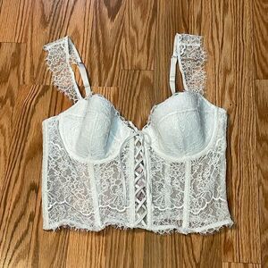 Victoria’s Secret Dream Angels White Lace Corset Bra Top, lingerie medium